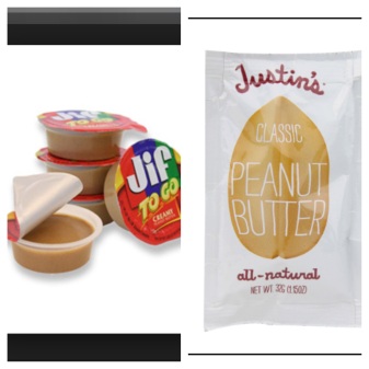 Going just off of ingredients, it is easy to see which one is a smarter pick (hint-its Justins! 2 ingredients vs. 6+) Both ingredient lists were taken directly off of the company websites.  Jif To Go: Ingredients: MADE FROM ROASTED PEANUTS AND SUGAR, CONTAINS 2% OR LESS OF: MOLASSES, FULLY HYDROGENATED VEGETABLE OILS (RAPESEED AND SOYBEAN), MONO AND DIGLYCERIDES, SALT Justin's: Dry Roasted Peanuts, Palm Fruit Oil* *sustainably sourced palm fruit oi